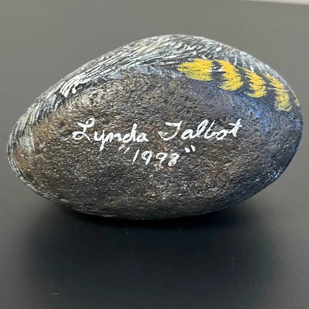 Signed Hand‎ Painted River Rock Curled Raccoon Paperweight Woodland Vintage
